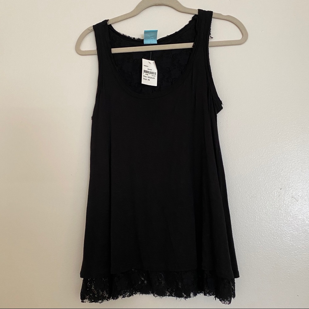 Black Tank with Lace Underlay